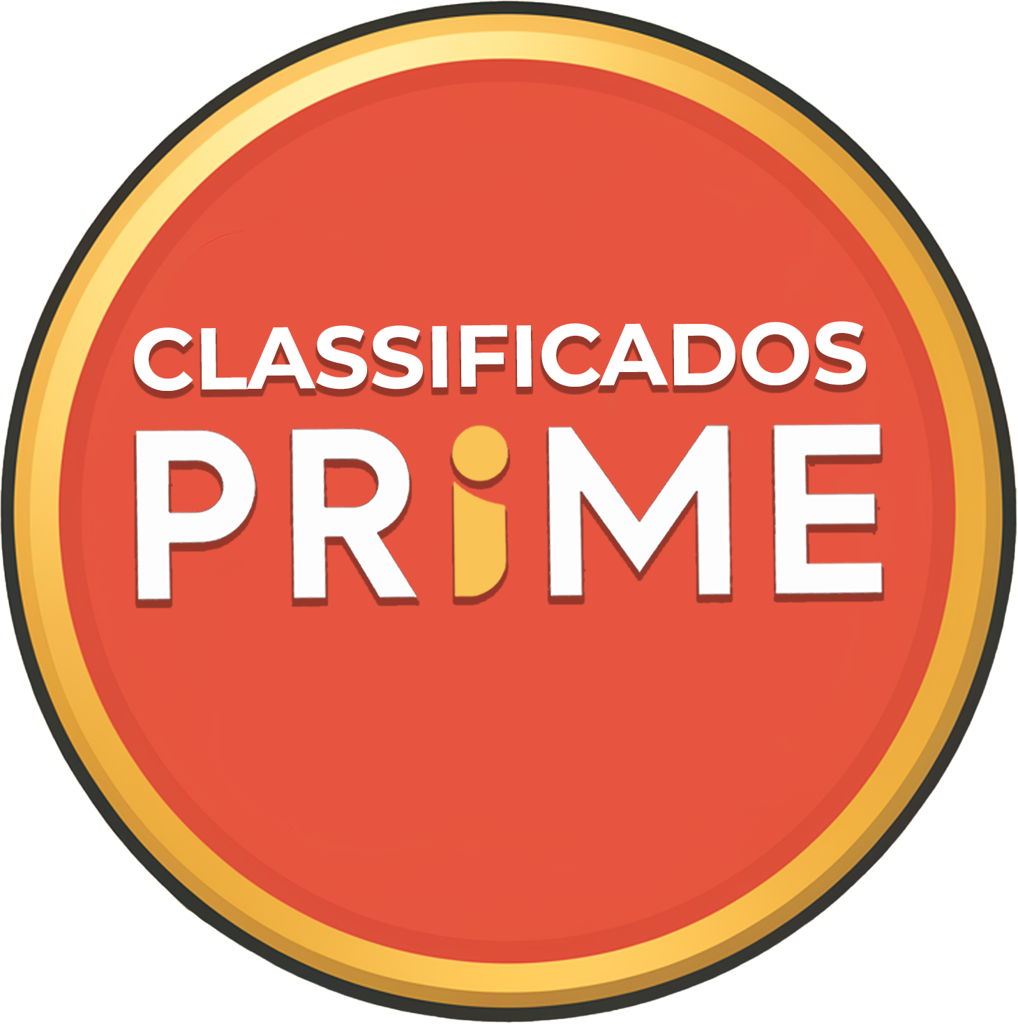 Logo Classificados Prime em fundo laranja vibrante