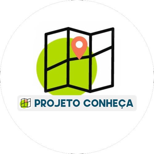 Logotipo do Projeto Conheça com mapa e marcador